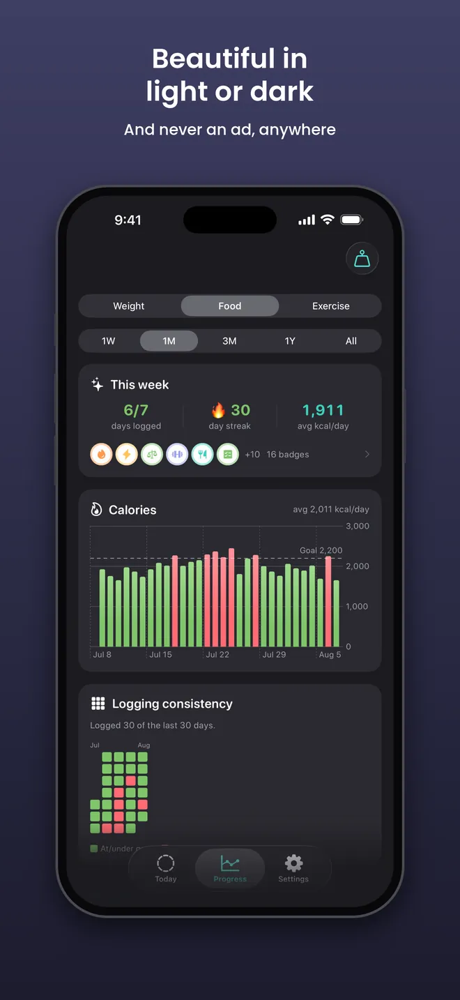 Radish progress view in the dark theme