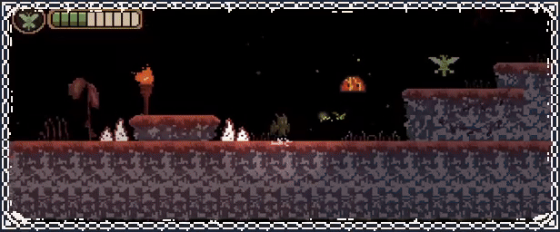 Animated clip of Sona hopping between crumbling ledges over lava